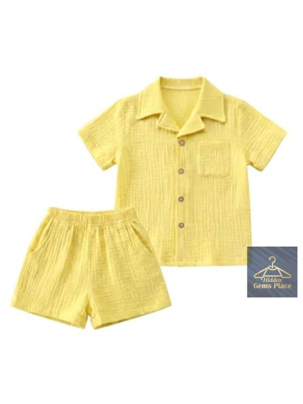 Toddler Boys Cotton Summer Outfit Set Short Sleeve Button Down Shirt + Pants